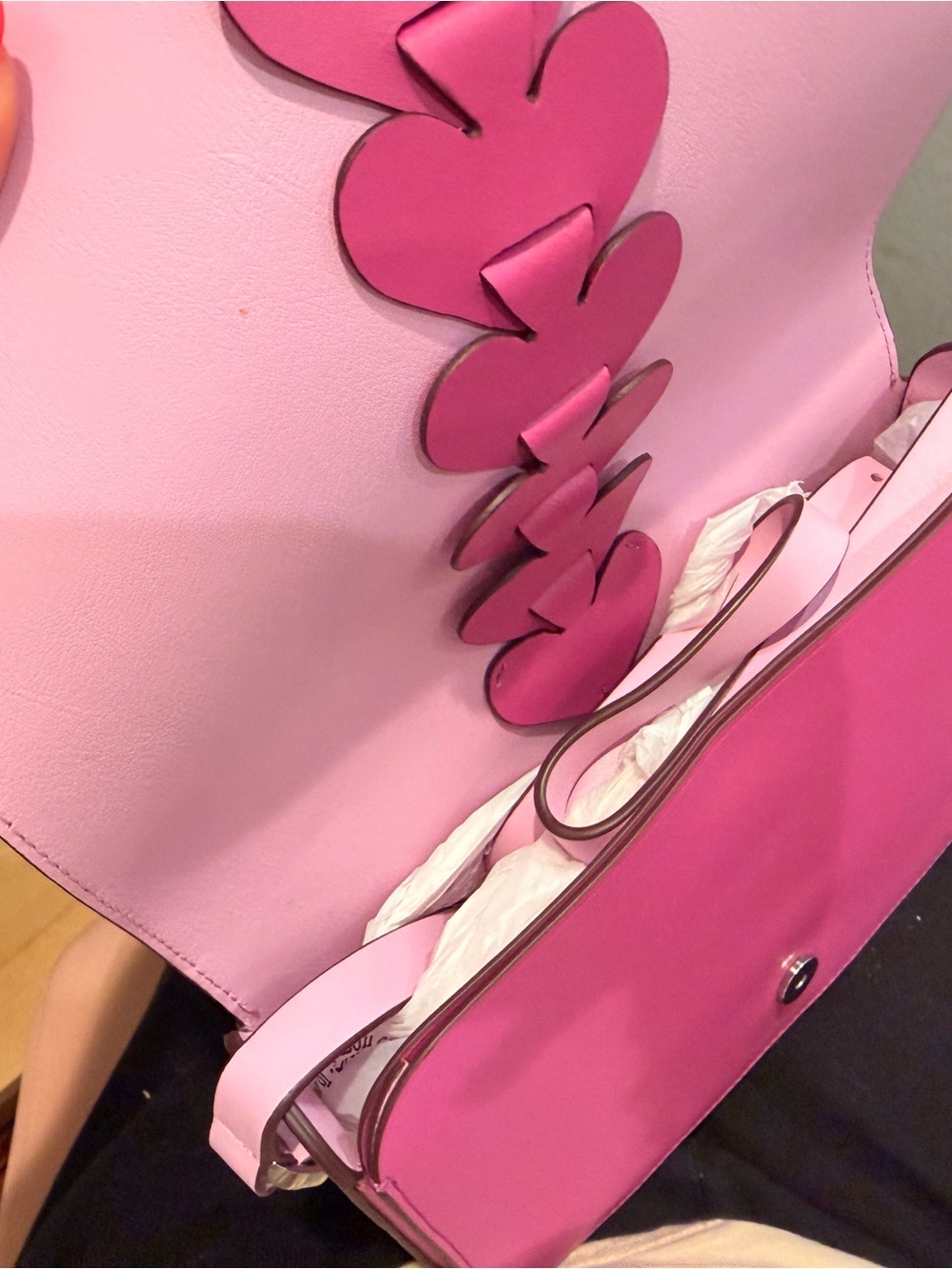 kate spade magenta purple-pink-ish with Leather Crossbody with Heart/spade desig - Picture 4 of 6